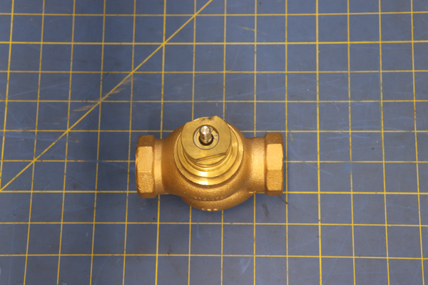 SP Belimo Valve 10Cv Bronze Body, SS on a blue measuring grid mat